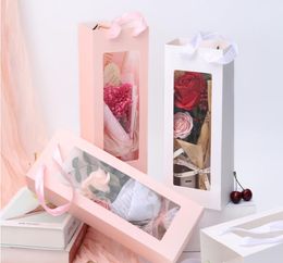 Gift Wrap Pvc Window Flower-Box Flower Packaging Portable Flowers Boxes Transparent Window-Bouquet Package Gifts Box SN4452