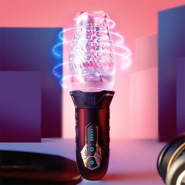 Powerful Male Penis Masturbator Cup Glans Stimulate Rotation Vibrating Lasting Delay Endurance Exercise sexy Toys for Men