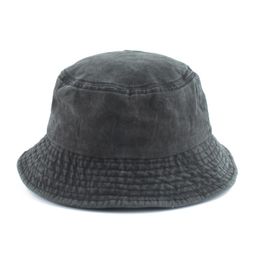 Berets Washed Cotton Black Bucket Hat Men Panama Summer Denim Boonie UV Sun Protection Hiking Fishing Bob Chapeau