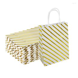 Gift Wrap 5pcs Gold Silver Dot Wave Striped Paper Bag Packing Bags For Store Clothes Wedding Christmas Party Supplies HandbagsGift
