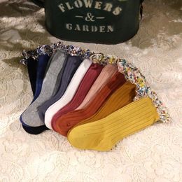 Baby Socks Floral Print Lace Sock Cotton Long Footsocks Newborn Autumn Warm Footwear Kids Clothing 11 Colors Optional