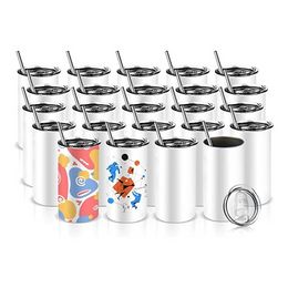 12oz Sublimation Blanks Hip Flasks Straight Stainless Steel Tumblers with Sublimation Shrink Wrap Great DIY Gift for Friend F0619