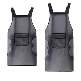 2 Sizes Apron Kitchen Wipeable Waterproof Oil-Proof Aprons for Woman And Man With Pockets Frosted Transparent Baking Accessories 220507