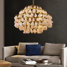 Pendant Lamps Postmodern Living Room Dining Bedroom Simple Creative Art Villa Pink Spar Light Luxury Chandelier