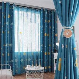 Curtain & Drapes Cartoon Planet Blackout For Kids Room Children Curtains Child Bedroom Living Decoration Window CurtainCurtain