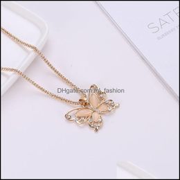 Pendant Necklaces Pretty Butterfly Necklace Flawless Opal Exquisite Choker Sweater Chain Stone Drop Delivery 2021 Jewelry Pe Mjfashion Dh85W