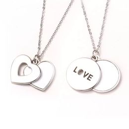 Personalised Round Lovers Necklace Favour Sublimation Blanks LOVE Carved Clavicle Chain DIY Heat Transfer Heart Shaped Hollow Neck Jewellery DHL C0607G08