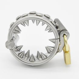 Stainless Steel Spikes Penis Ring Cockring Pendant Scrotum Torture Bondage Lock Male Chastity Belt Ball Stretcher CBT sexy Toys