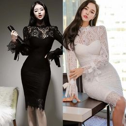 sexy korean nightclub dresses Canada - Office Lace One Piece Korean Ladies Sexy Black Nightclub Formal Tight Dress For Women China Clothing Casual Dresses