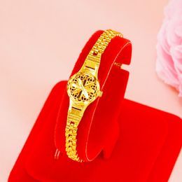 24k gold bracelet - Trendy Gold Watch Shape Sunflower Couple Jewelry for Women - Elegant Christmas Gifts