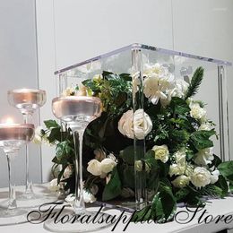 Party Decoration 2PCS Acrylic Wedding Decorations Home Decor Beautiful Table Centrepiece Clear Flower Stand Column Vases Pillar For Event