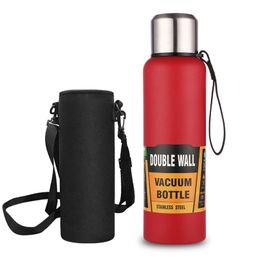 Double-Wall Insulated Water Bottle w/ 2 Lids - 304 Stainless Steel Wide Mouth Gift for Christmas 220329