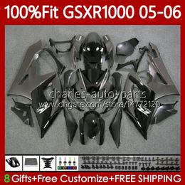 OEM Bodys Kit For SUZUKI GSX-R1000 GSXR 1000 CC K5 05-06 Bodywork 122No.14 1000CC GSXR-1000 GSXR1000 05 06 GSX R1000 2005 2006 Injection Mould MOTO Fairing grey black