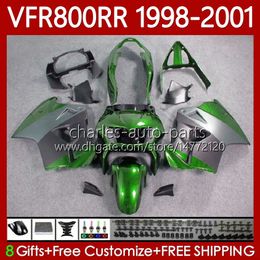 OEM Bodys For HONDA VFR 800RR 800 CC RR Interceptor 1998-2001 128No.159 VFR-800 VFR800 RR VFR800RR 98 99 00 01 800CC VFR800R 1998 1999 2000 2001 Fairing Kit Green silver