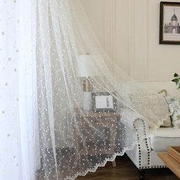 Curtain & Drapes White Floral Embroidered Sheer For Living Room Modern Voile Tulle Window Curtains Bedroom Kitchen DoorCurtain