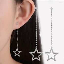 Stud Charm 925 Sterling Silver Earrings For Women Party Elegant Micro-Inlay CZ Star Long Tassel Earring Jewelry GiftsStud Farl22