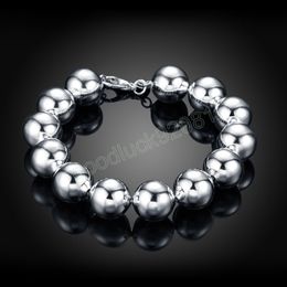 silver color Bracelets charm 14MM Buddha beads chain for women men Wedding party Christmas Gifts Fashion Jewelry
