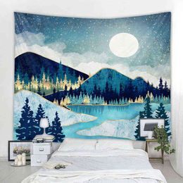 Festive Party Background Wall Decorative Tapestry Feng Shui Mountain View Decorative Tapestry Home Bedroom Decorative Tapestry J220804