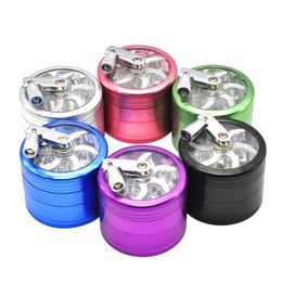 crank pipe Canada - Aluminum Alloy 4 Piece Herb Tobacco Spice Herbal Grass Grinder 63MM Smoke Crusher Hand Crank Muller Mill Pollinator Smoking Pipe A296r