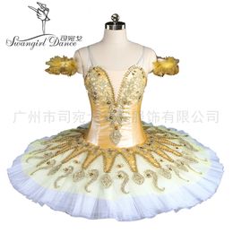 Yellow Fairy With White Tulle Professional Pancake Nutracker Tutus Women Sugar Plum Fairy Stage Costumes Tutu BT9134E