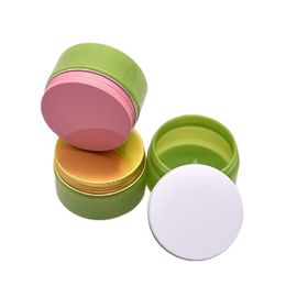PET Glossy Green Plastic Refillable Bottle Aluminium Scrow Lid Dia.68mm Cosmetic Mask Container Empty Hair Wax Jars Skincare Eye Cream Packaging Pot 100g