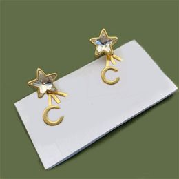 Дизайнерские шпильки Crystal Star Gold Цветные буквы Серьги Женские Ювелирные Изделия 2022 Подарочная упаковка 50CAR