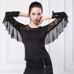 Stage Wear Latin Dance Top Women Modern Body Clothing Female Adult Spring Practise Clothes Tops Square ClothesStage