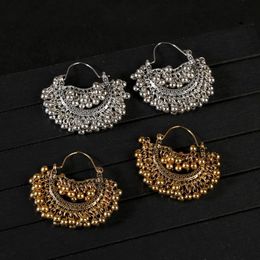 Dangle & Chandelier Vintage Retro Gold Alloy Sector Bollywood Oxidised Earrings For Women Boho Ethnic Beads Tassel Jhumka