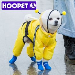 HOOPET Pet Dog Raincoat Jumpsuit Rain Coat for Dogs Pet Cloak For Teddy Hooded Reflective Puppy Small Dog Waterproof Rain Coat 201015