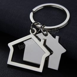 Modern House Home Keychain Metal Hollow Out Key ring For Women Bag Charm Car Unisex Christmas Present Gift Jewelry