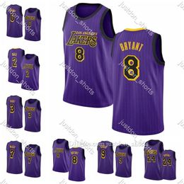 Mens Kyle Kuzma 0 Hart 3 Rondo 9 Russell Westbrook Customise City Purple Edition Hot Press Basketball Jerseys Stitched Shirts