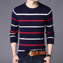 Men's Polos 2022 Sweater Men Fashion Casual Striped O-Neck Pull Homme Spring Autumn Cotton Knitwear Pullover Clothing Jersey