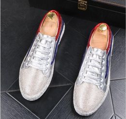 2022 New Arrive Mens Fashion Lace-Up Casual Flats Moccasins Men's Designer Sequined Loafers Man Glitter Wedding Party Shoes