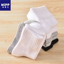 MIPP Brand 6 Pairs/Lot of Students Socks Cotton Deodorant White School Suitable for 2-16 Year Old Children Boys Girls 220611