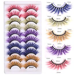 Thick Multilayer 3D Color Mink False Eyelashes Extensions Makeup for Eyes Handmade Reusable Curly Crisscross Fake Lashes Easy to Wear 4 Models DHL