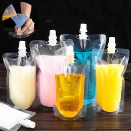 Drinkware Disposable Full Transparent Plastic Spout Pouch Juice Pouch Wine Flask BPA Free Food Materials Storage Bags 100 ml-500 ml