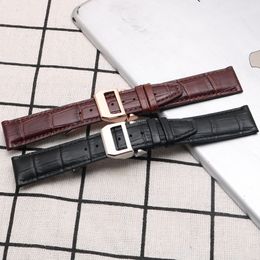 Genuine Leather Watch Bands With Stainless Steel Folding Buckle Substitute IWC Portuguese Wave Portofino Waterproof Leather Wristb277i