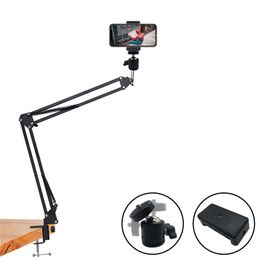 Tripod Heads 360 Degree long Arm Stand Holder Compatible Mobile Phone Tablet Holder Clip Light