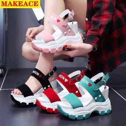 Ladies sandal network red platform sandal women 2021 summer new increase sneaker open toe sandal Roman shoes beac Y220421