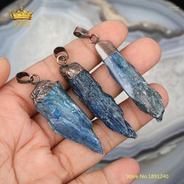 blue kyanite Australia - Pendant Necklaces Long Blue Kyanite Pendants Trendy Jewelry Raw Stones Point For Necklace FindingsPendant Godl22