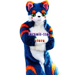 Fursuit Long-haired Husky Dog Fox Wolf Mascot Costume Fur Cartoon Character Doll Halloween Party Cartoon Set Shoe #341