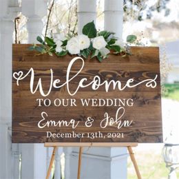 DIY Wedding stickers Welcome sign Custom Name And date Wall Decal Vinyl wedding Decor A180 220613