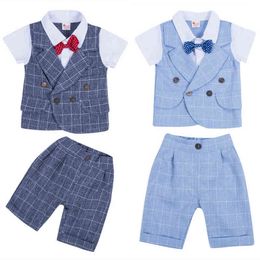 New Toddler Baby Boy Wedding Formal Suit Bowtie Gentleman Tops+Pants Outfit Set 0-4Y AA220316