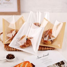 Greaseproof Kraft Paper Bag With Clear Window Donut Baking Food Packing Bag Oilproof Fries Bread Sandwich Paper Bag LX4865