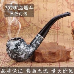 New men's resin pipe removable cleaning Philtre imitation marble cigarette holder curved hammer pipe