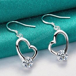 925 Sterling Silver Heart AAA Zircon Dangle Earring For Woman Best Wedding Engagement Jewellery