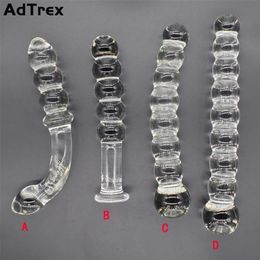 Glass 8 Anal Beads Butt Plug Big Ball Large Crystal Dildo Penis Artificial Dick Gay Masturbate Adult Sex Toy For Women men 220520