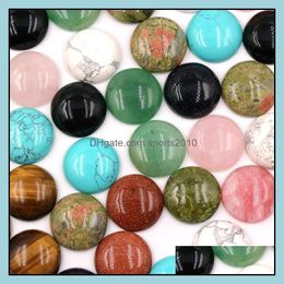 Arts And Crafts Arts Gifts Home Garden 20Mm Mini Round Natural Stone Carving Cabochon Crystal Polishing Gem Healing Jewelr Dhcs8