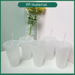 500ml 710ml Plastic Bottle Plastic Drinking Tumbler with Lid and Straw Summer Drinkware Juice Cup clear Z11