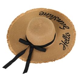 Women Big Brim Straw Personality Embroidery Outdoor Beach Hat Accessories 220627